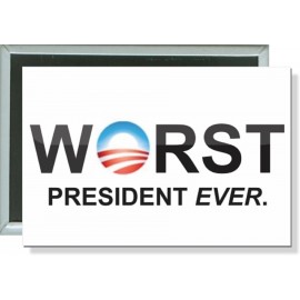 Custom Political - Obama, Worst President Ever - 3 X 2 Inch Rect. Button