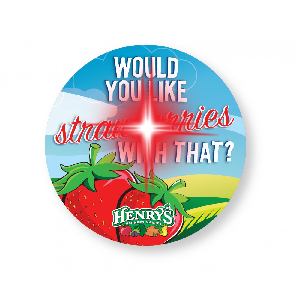 Logo Printed 3" Custom Two-Piece Flashing Celluloid Button Logo Printed 3" Custom Two-Piece Flashing Celluloid Button