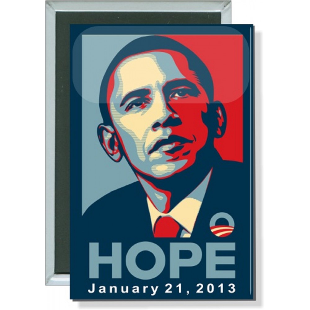 Political - Obama, Hope, January 21 2013 - 2 X 3 Inch Rectangle Button with Logo