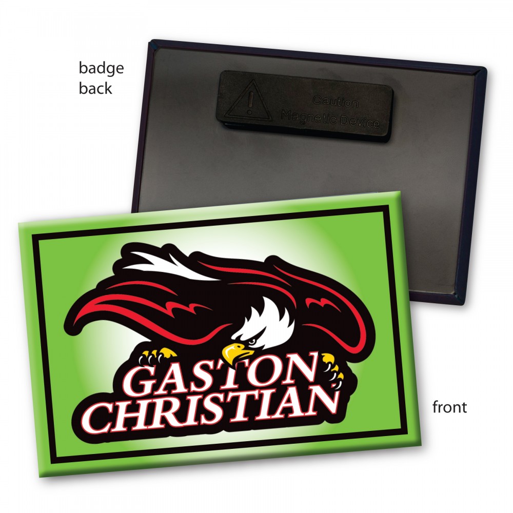 Rectangle Button - 2" x 3" - Badge Backing with Logo