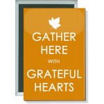 Thanksgiving - Gather Here with Grateful Hearts - 2 X 3 Inch Rect. Button Personalized
