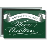 Christmas - Wishing You A Very Merry Christmas - 3 X 2 Inch Rect. Button Logo Printed