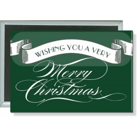 Personalized Christmas - Wishing You A Very Merry Christmas - 3 X 2 Inch Rect. Button