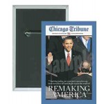 Political - Obama, Remaking America - 2 X 3 Inch Rect. Button Personalized