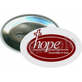 Religion - Hope, Assembly of God - 2 3/4 X 1 3/4 Inch Oval Button with Logo