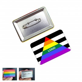Rainbow Rectangle Button (direct import) with Logo