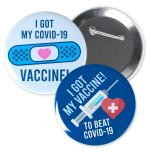 Logo Printed 3" Circle Celluloid Covid Vaccine Buttons