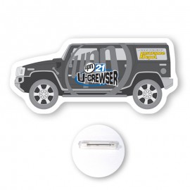 Logo Branded 11 - 11.9 Sq. In. Custom Shape Plastic Full Color Button Badge  Logo Branded 11 - 11.9 Sq. In. Custom Shape Plastic Full Color Button Badge