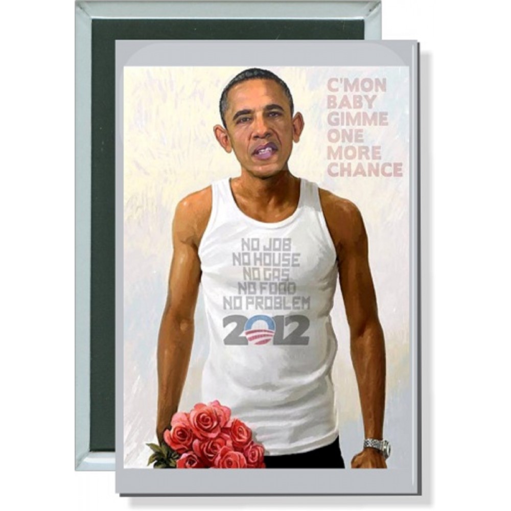 Promotional Political - Obama, Gimme One More Chance - 2 X 3 Inch Rect. Button