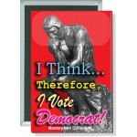 Logo Printed Political - I think, Therefore, I Vote Democrat - 2 X 3 Inch Rect. Button