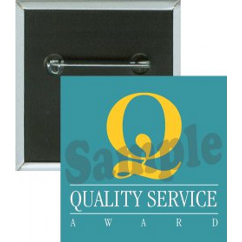 Award - Quality Service Award - 2 Inch Square Button with Logo