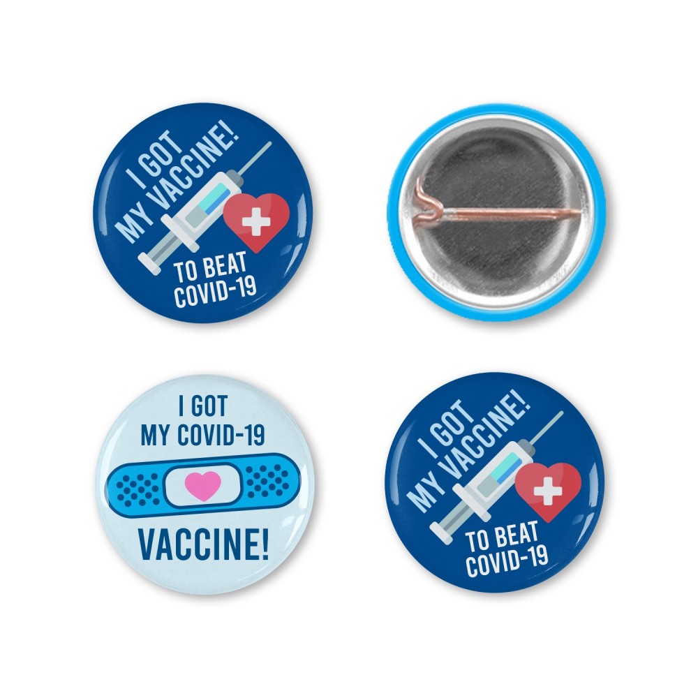 Personalized 1" Circle Celluloid Covid Vaccine Buttons Personalized 1" Circle Celluloid Covid Vaccine Buttons