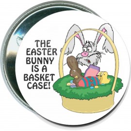 Easter - The Easter Bunny is a Basket Case - 2 1/4 Inch Round Button with Logo  Easter - The Easter Bunny is a Basket Case - 2 1/4 Inch Round Button with Logo