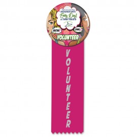 Personalized Full Color Button & Host Stamped Ribbon 2.25" Diameter w/2"x6" Ribbon