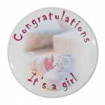 Custom Imprinted 1" Stock Celluloid "Congratulations It's A Girl" Button
