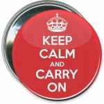 Inspirational - Keep Calm and Carry On - 2 1/4 Inch Round Button with Logo