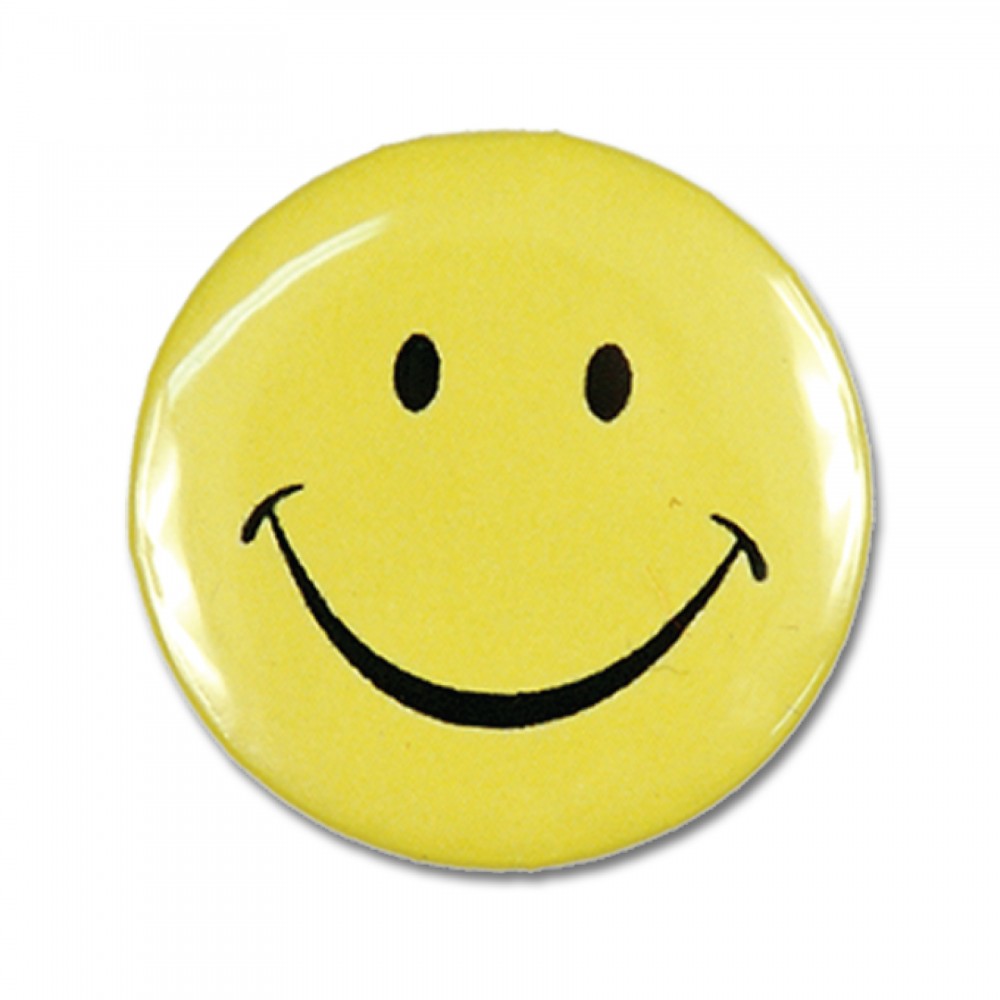 2" Stock Celluloid "Smiley Face" Button with Logo
