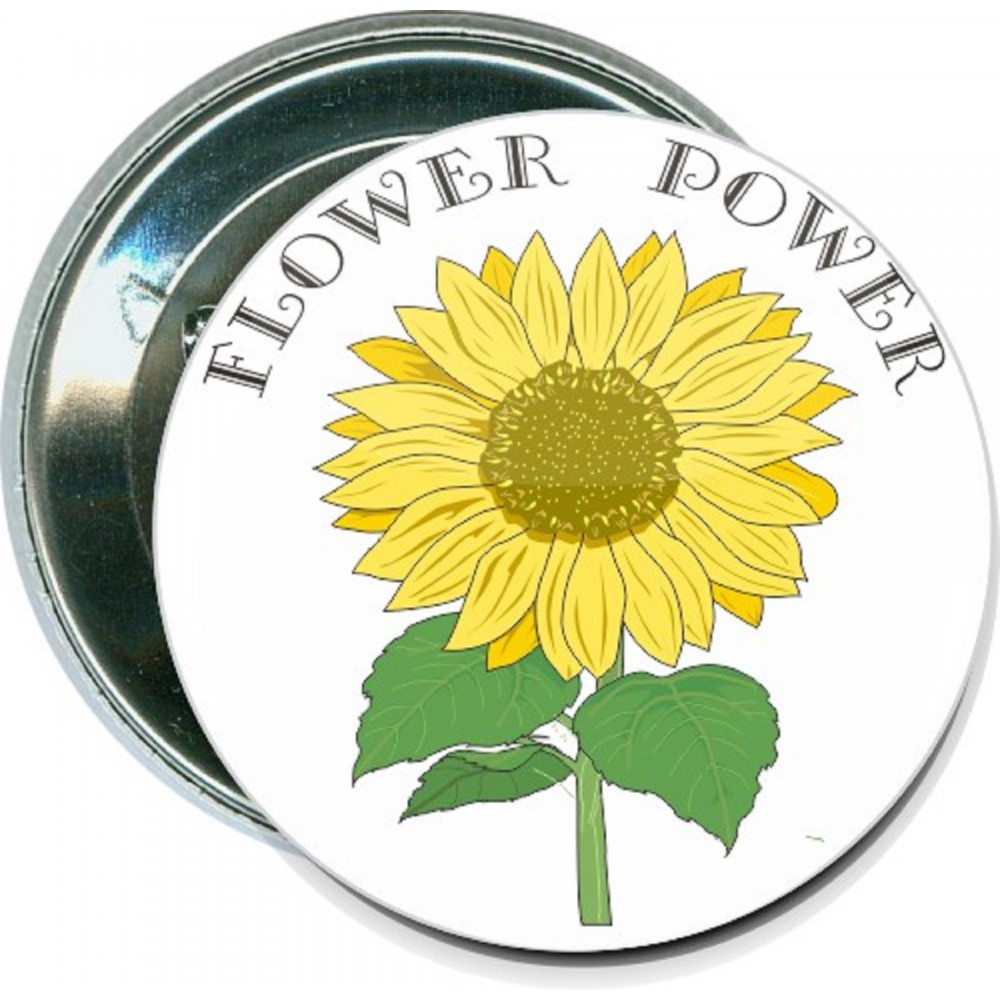 Causes - Flower Power - 2 1/4 Inch Round Button with Logo