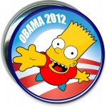Logo Branded Political - Obama Logo 2012, Bart Simpson - 3 Inch Round Button