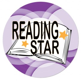 1" Stock Celluloid "Reading Star" Button with Logo