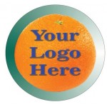 Branded Orange Round Badge/Button w/ Metal Bar Pin (2 1/2" Diameter)