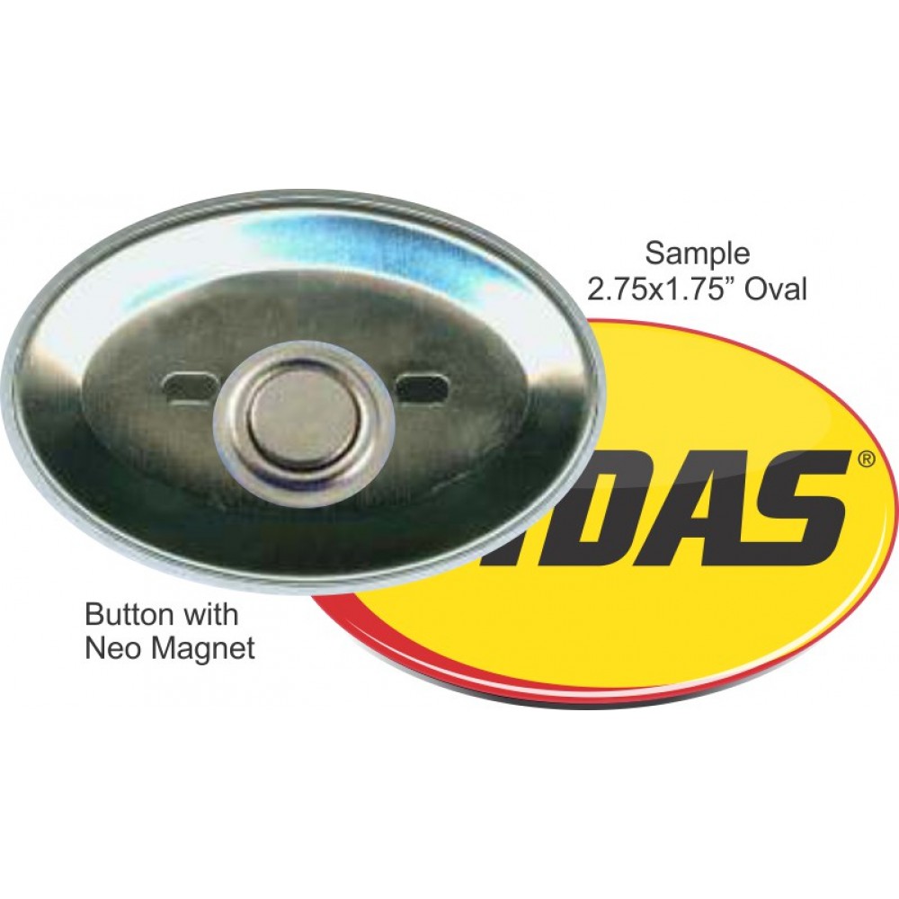 Custom Buttons - 2.75X1.75 Inch Oval, Neo Magnet with Logo