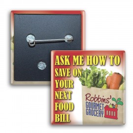 Square Button w/ Pin with Logo  Square Button w/ Pin with Logo