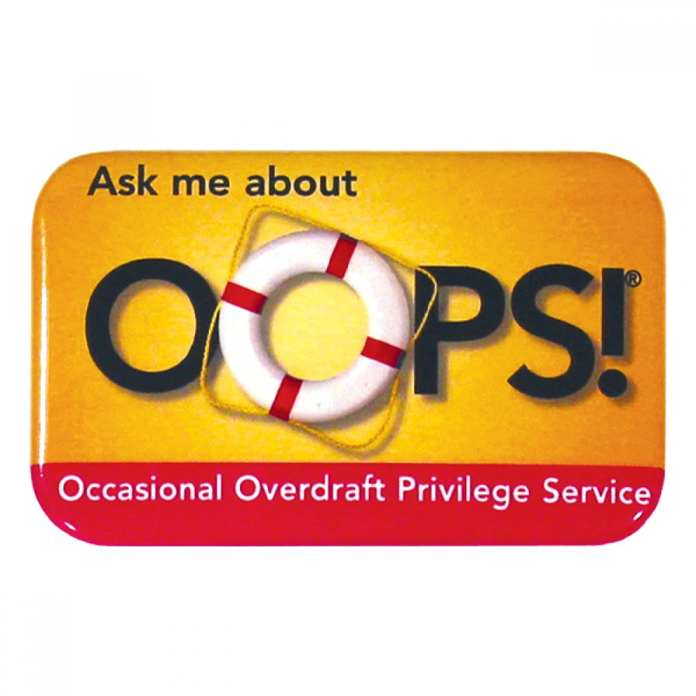 Custom Imprinted 1 3/4" X 2 3/4" Oblong Full Color Button w/Safety Pin Custom Imprinted 1 3/4" X 2 3/4" Oblong Full Color Button w/Safety Pin