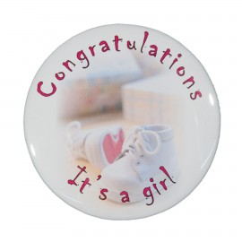 2" Stock Celluloid "Congratulations It's A Girl" Button with Logo