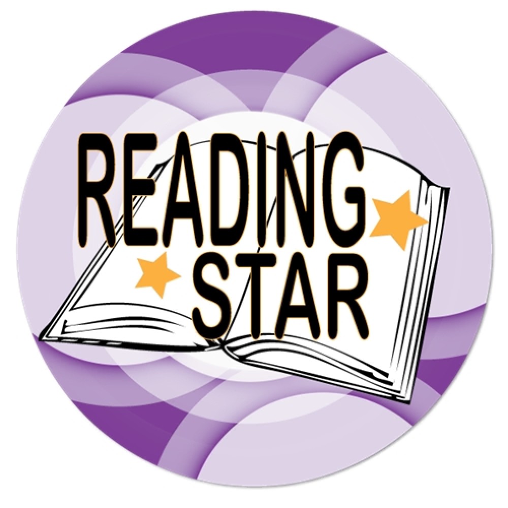 Custom Imprinted 2" Stock Celluloid "Reading Star" Button Custom Imprinted 2" Stock Celluloid "Reading Star" Button