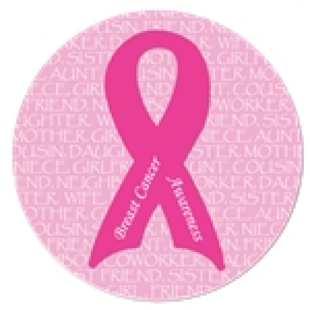 2" Stock Celluloid "Breast Cancer Awareness" Button with Logo