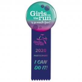 Logo Branded Full Color Button & Ribbon 3" Diameter w/2"x6" Ribbon