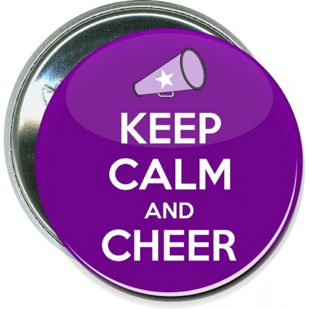 Cheerleading - Keep Calm and Cheer - 2 1/4 Inch Round Button with Logo