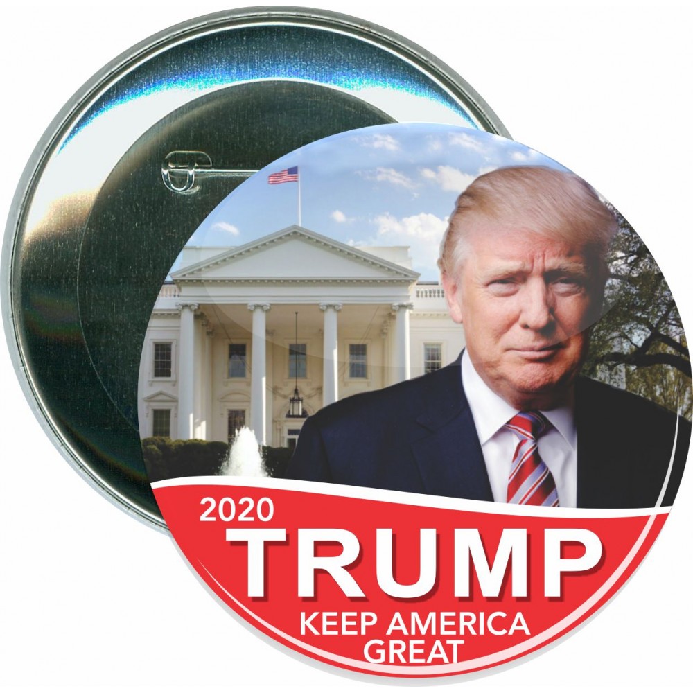 Custom Political - Trump 2020, White House - 3 Inch Round Button