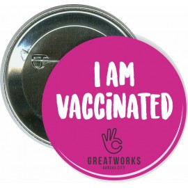 I am Vaccinated, COVID-19 - 2 1/4 Inch Round Button with Logo