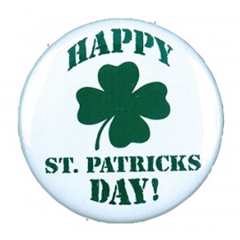 2" Stock Celluloid "Happy St. Patrick's Day!" Button with Logo