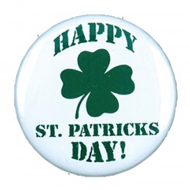 Logo Branded 2" Stock Celluloid "Happy St. Patrick's Day!" Button  Logo Branded 2" Stock Celluloid "Happy St. Patrick