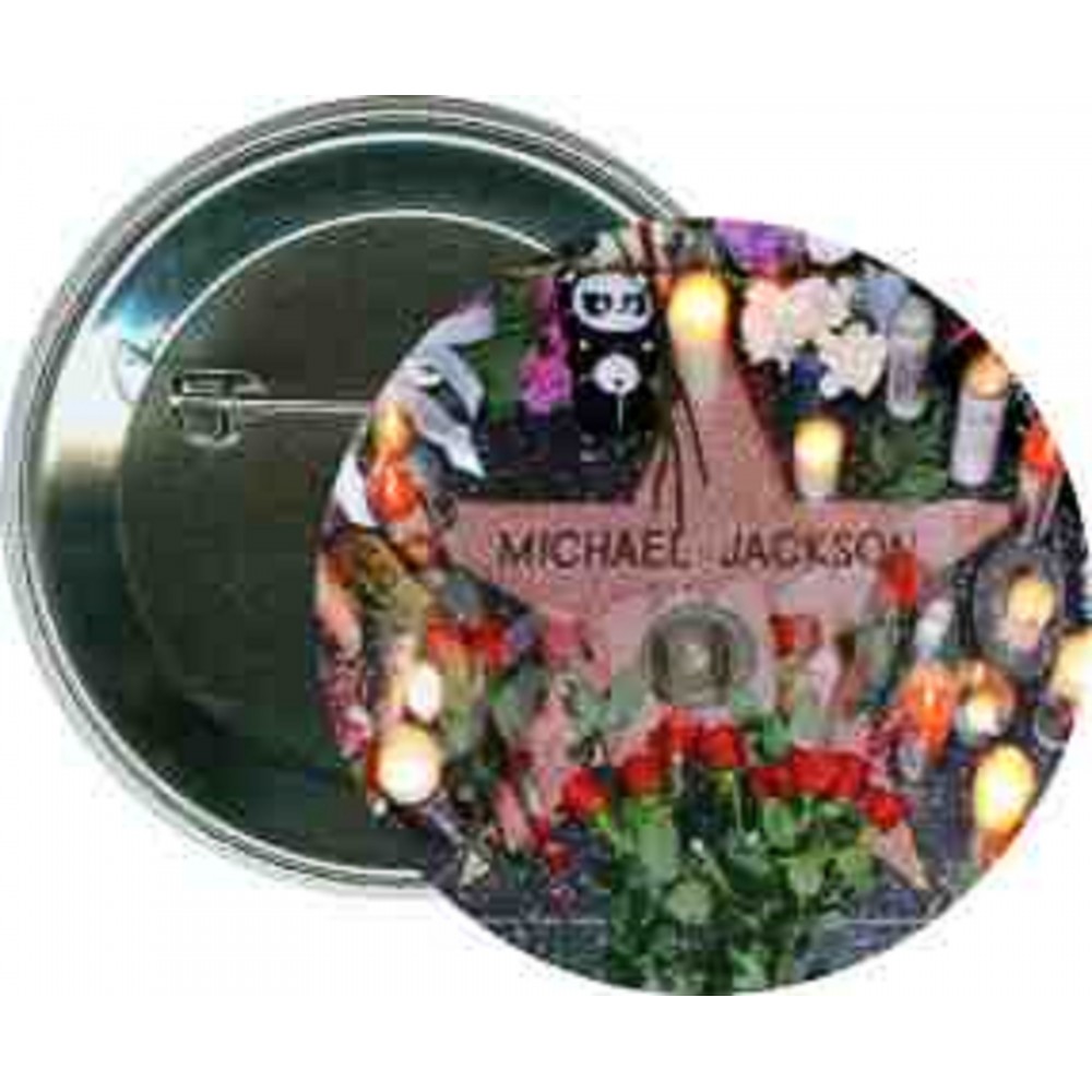 Customized Music - MJ, Hollywood Star with Flowers - 2 1/4 Inch Round Button