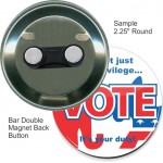 Logo Branded Custom Buttons - 2.25 Inch Round with Bar Double Magnet