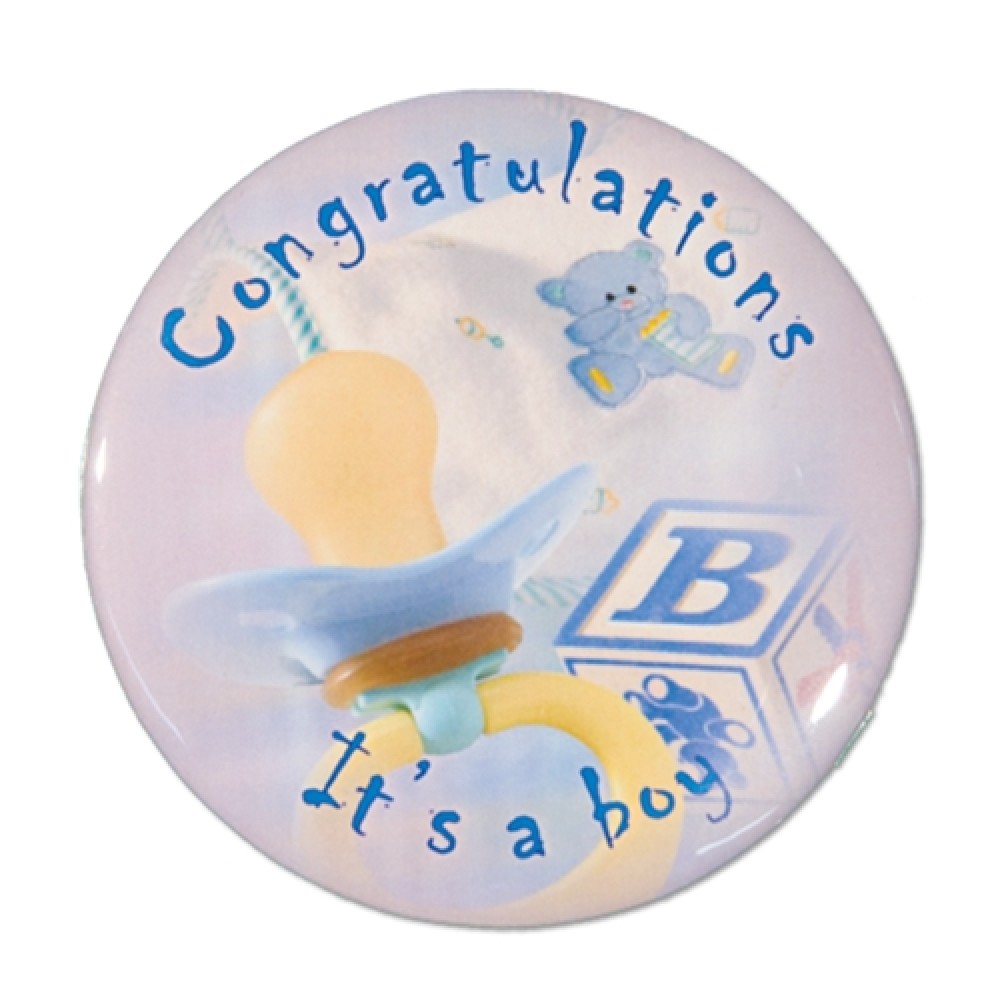Customized 1" Stock Celluloid "Congratulations It's A Boy" Button