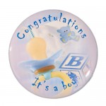 1" Stock Celluloid "Congratulations It's A Boy" Button Logo Printed