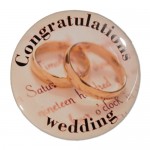 1" Stock Celluloid "Congratulations Wedding" Button Personalized