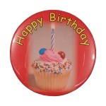 2" Stock Celluloid "Happy Birthday" Button Personalized