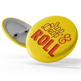 Stock Awareness Button - Fire Safety: "Stop, Drop & Roll" with Logo