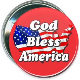 Military - God Bless America - 2 1/4 Inch Round Button with Logo