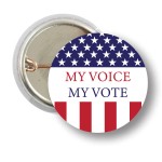 1" Round My Voice, My Vote Stock Buttons with Logo