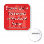 Custom Imprinted Square Shape Plastic Button w/Rounded Corners (2.5")