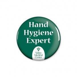 Logo Branded Round Button w/ Safety Pin Back & 1 Color (2")  Logo Branded Round Button w/ Safety Pin Back & 1 Color (2")
