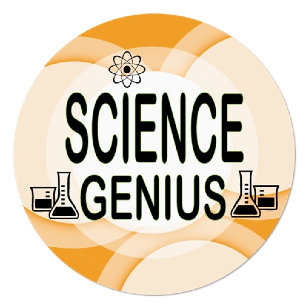 Promotional 2" Stock Celluloid "Science Genius" Button