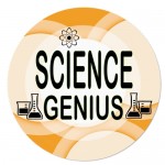 Custom Imprinted 2" Stock Celluloid "Science Genius" Button